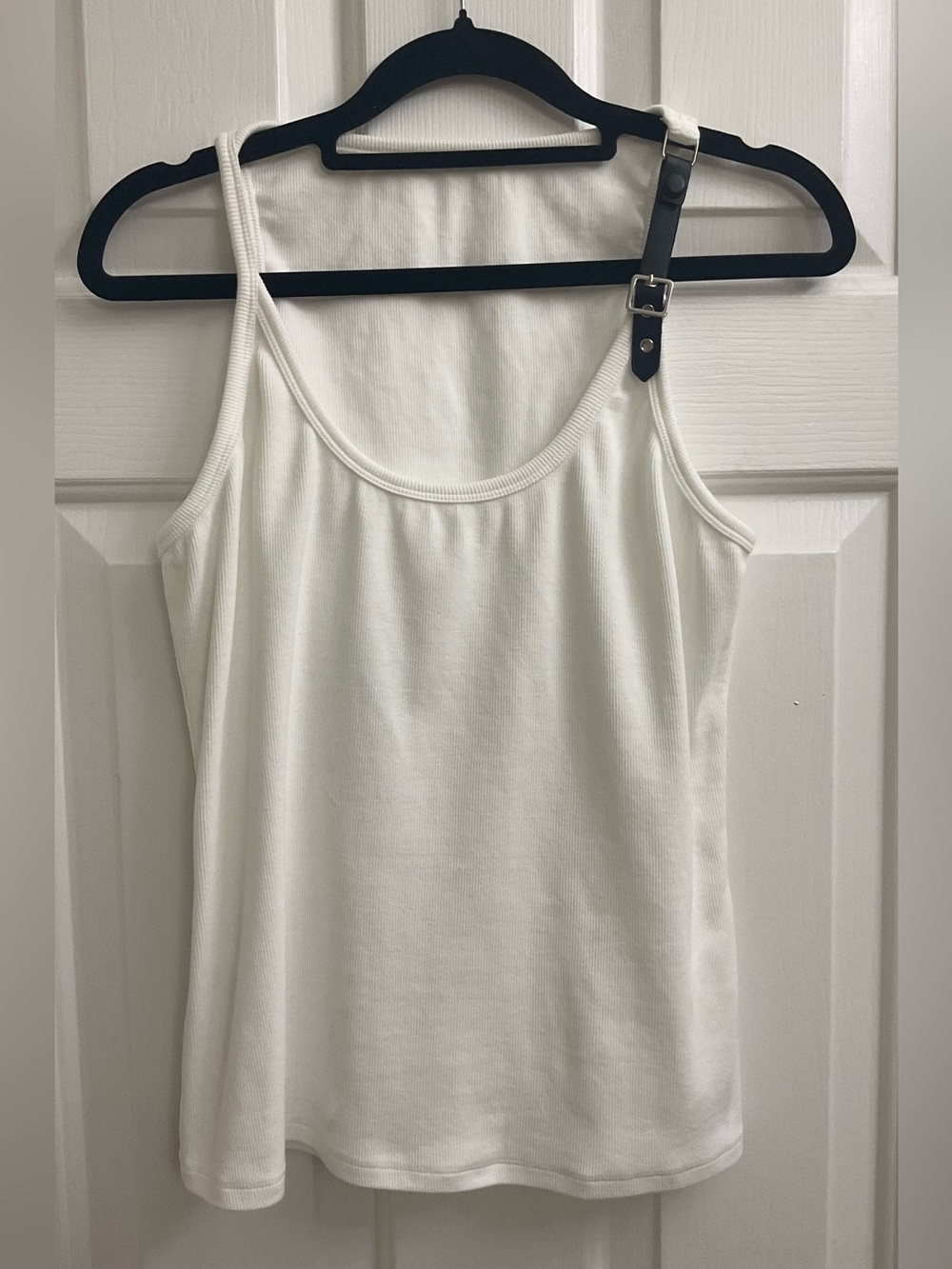 COMMENSE Cotton Ribbed Tank With Leather Strap Size XL